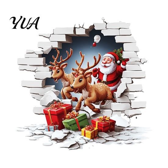 Festive PVC Wall Decals Santa Claus Toilet Sticker, Elk And Gift Box Print, 3D Removable Seat Stickers Christmas Decal, Waterproof Sticker for