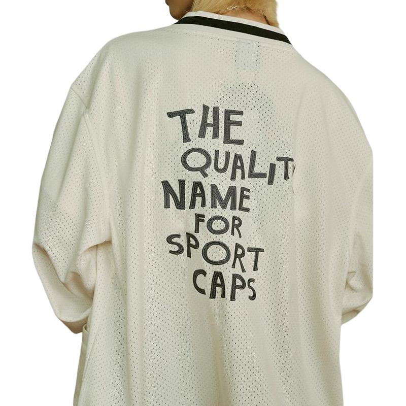 New Era SS24 V-Neck Loose Fit Embroidered Cardigan Long Sleeve Knitwear Unisex Cardigans Ivory 14187434