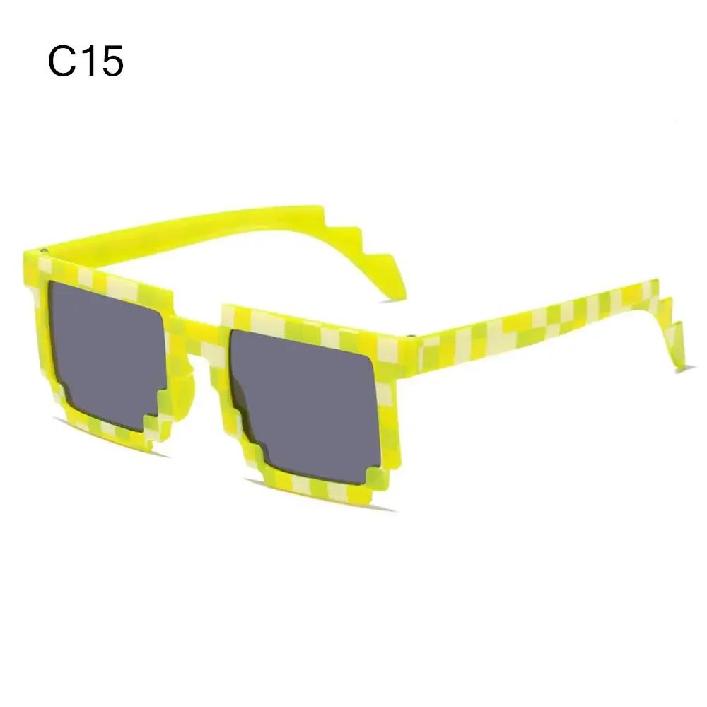 Funny Pixelated Mosaic Glasses Adults Teens Halloween Decorative Shades Party Disco Glasses Photo Props Gamer Robot Sunglasses