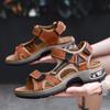 Summer  Men's Sandals Open Toed Sandals Soft Beach Flip Flop Comfortable Leather Sandals Outdoor Men Roman Sandals