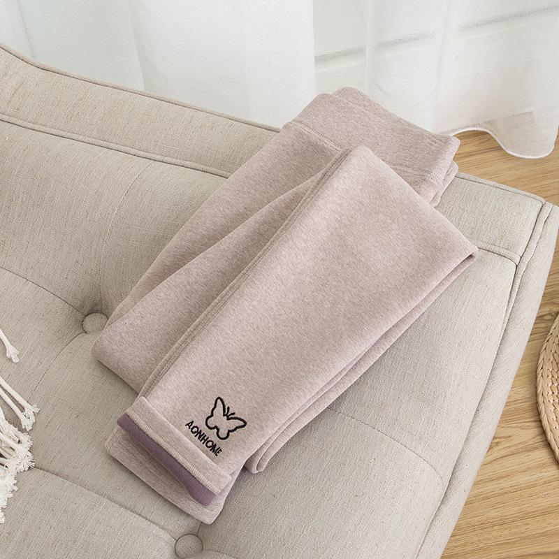 

Зимние женские брюки с высокой талией, теплые флисовые леггинсы, повседневные узкие брюки, толстые брюки One Size