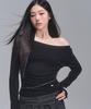 ZEROPLANET Joy Shirred Long Sleeve Top [Black]