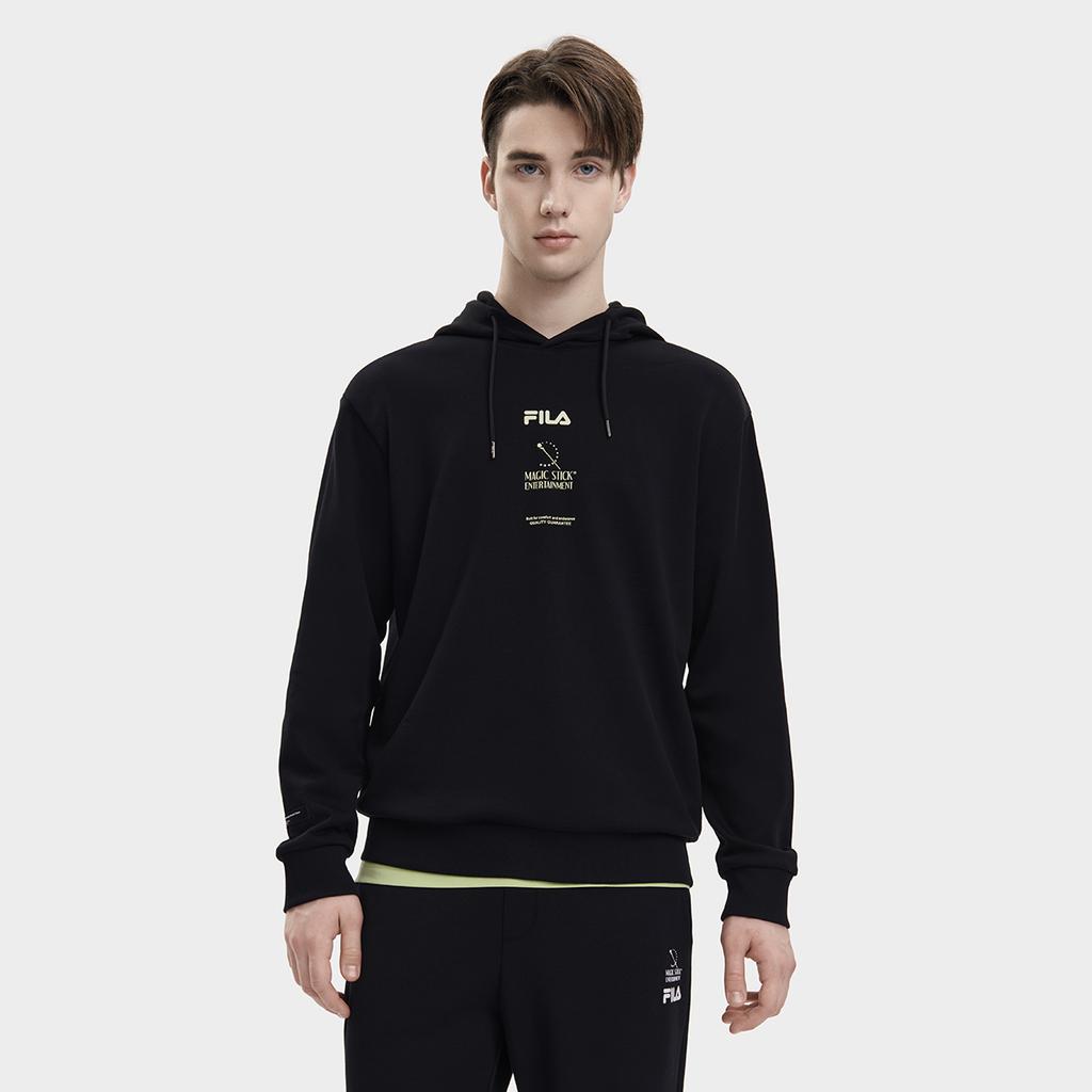 Fila X MAGIC STICK 2023 Autumn New Knit Hoodie Pure Cotton Sweatshirt Men Tops Black F11M339207F-BK