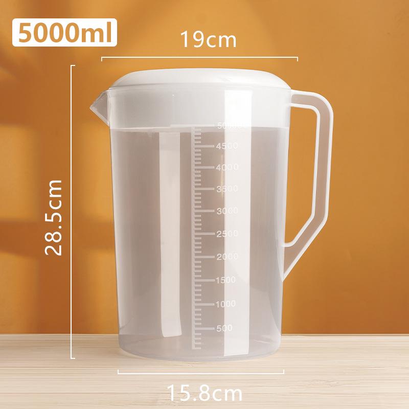 Large Capacity 5L Cold Water Pitcher, High Temperature Resistant, with Measuring Scale – Ideal for Milk Tea Shops and Tea Brewing.