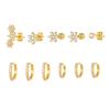 ZUOLA  Earring Sets Fine Jewelry Set 18K Gold Plated Studs Hoop Earring Flower Geometric S925 Silver Posts Earring Set