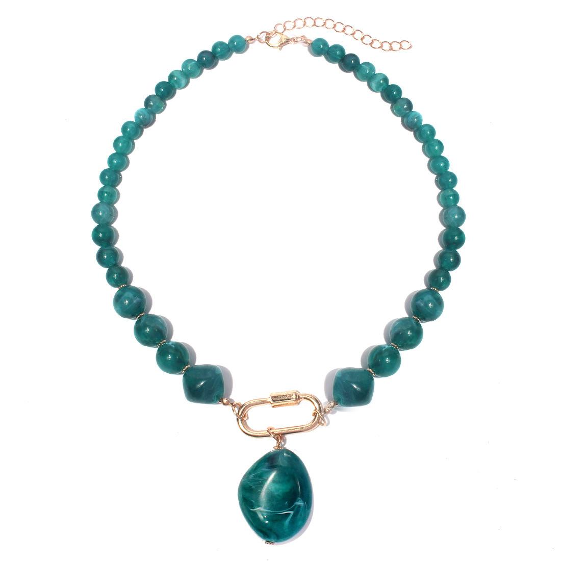 

Геометрическое Универсальное Европейское и Американское Креативное Двухцветное Ожерелье в Стиле Ретро с Бусинами Женское зелёный