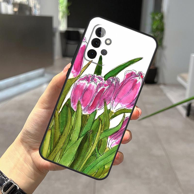 

Tulips Flower Spring Case For Samsung Galaxy A12 A32 A52 A05 A36 A56 A26 A16 A53 A33 A13 A55 A35 A15 A14 A34 A54 Samsung A54 5G