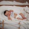 Sleeping Doll Re-born Baby Girl Eyes Close Handmade White Skin New Born Girl in Jumper- Vinyl Doll for Kid Collectors