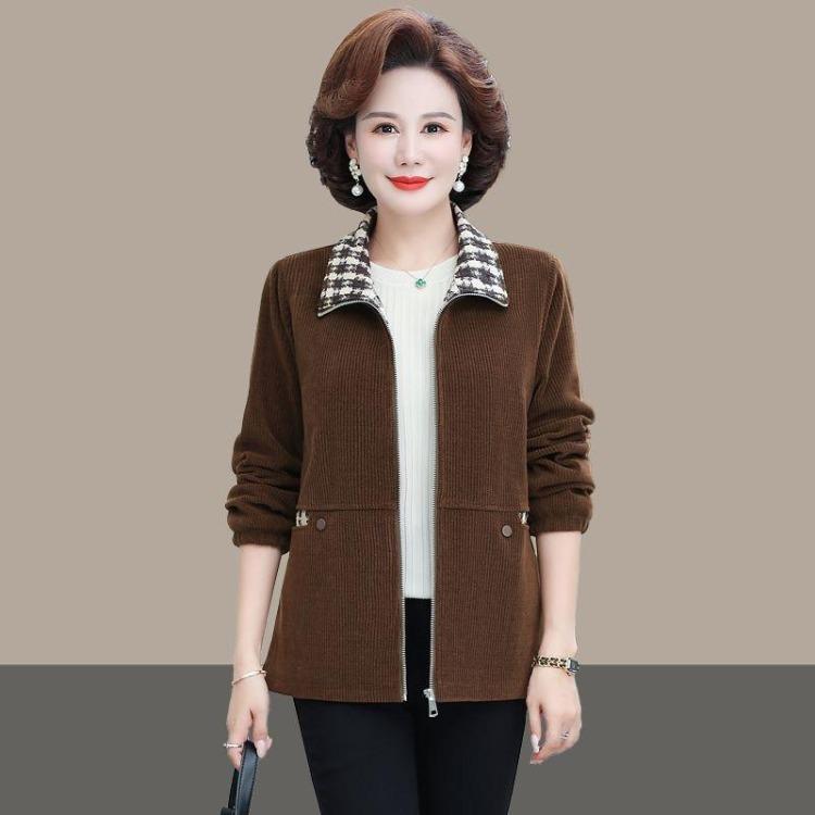 Western Style Women Winter Casual Short Coat Plus Size Velvet Padded Jacket Loose Fit for Middle Aged and Elderly Mother