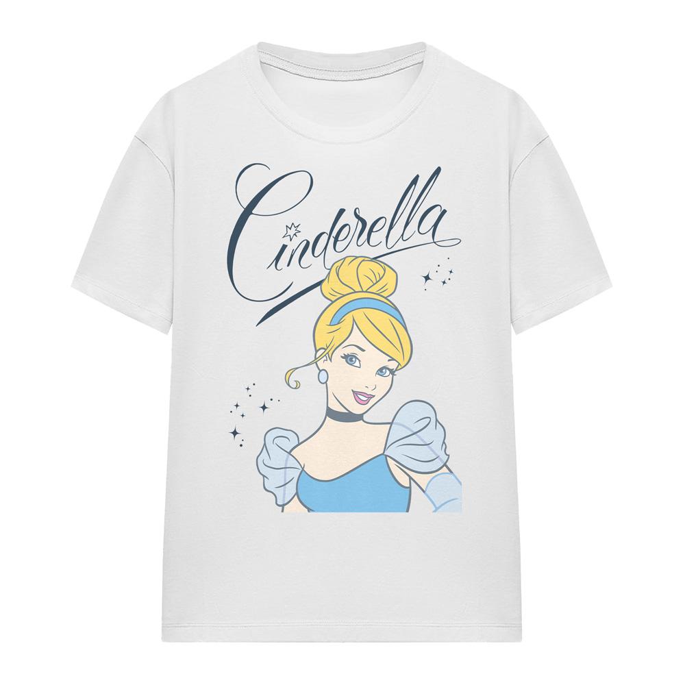 Cinderella Womens/Ladies Headshot With Fancy Script T-Shirt