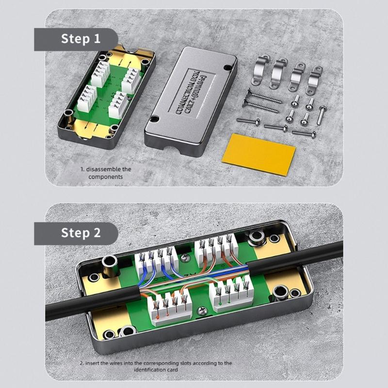 Heavy Duty ABS Shielded Ethernet Connection Box CAT6A Standard Junction Box for Office Home Framework Expansion