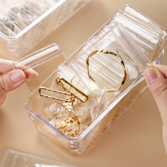 10Pcs Jewelry Storage Bag Self Seal Multi-purpose PVC Visible Antitarnish Jewelry Rings Earrings Packing Storage Pouch for Gift