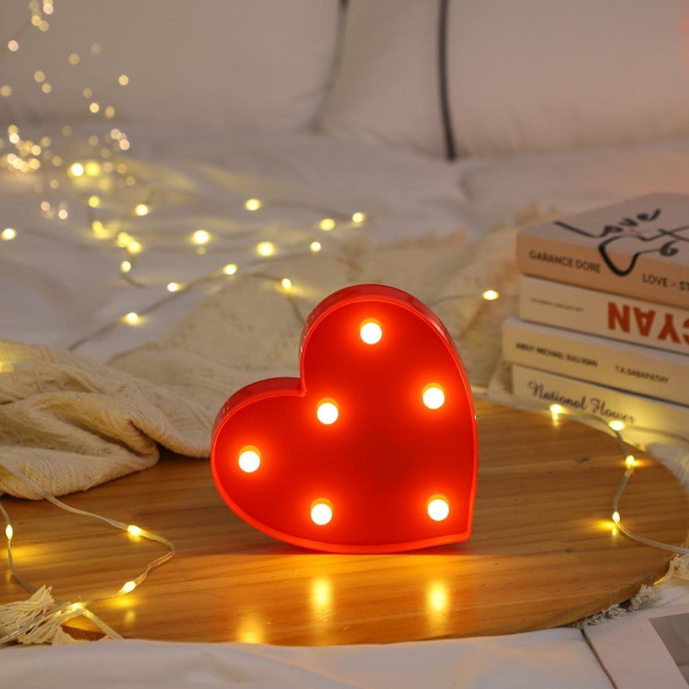 Romantic Night Light Ornament Red Pink Heart Marquee Table Lamp Love Heart LED Lamp  Anniversary