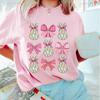 Pinselstrich Hase Ostern T-Shirt Kawaii Damen Kurzarm T-Shirt Retro Stil Streetwear Mode Lässige Baumwoll-Tops Ropa Mujer
