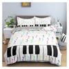 Retro Music Theme Piano Soft with Soft Fabric Duvet Cover - Rotating Musical Notes Design, Black And White Stave, for Young Girls