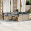 Vidaxl 11-Cz. Garden Furniture Set With Cushions, Beige, Poly Rattan