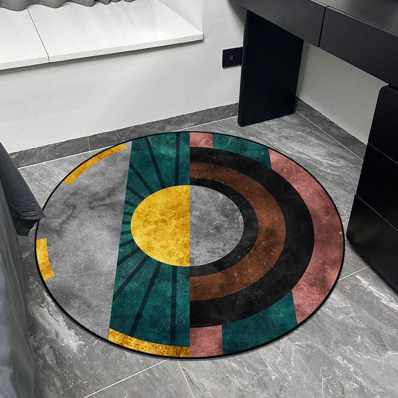 Tapis Rond Style Luxe Salon Décoration Maison Chambre à Coucher Tapis Rond Grande Surface Vestiaire Lavable Antidérapant Tapis de Sol Personnalisable
