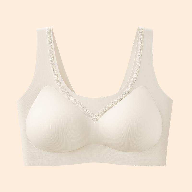 Invisible Lift Seamless Breathable Bra with Fixed Cups and Lace for Side Support - Women's Summer Collection