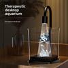 Desktop Fish Tank with LED Night Light Small Ecosystem Aquarium for Living Room Mini Betta Habitat with Landscape Design