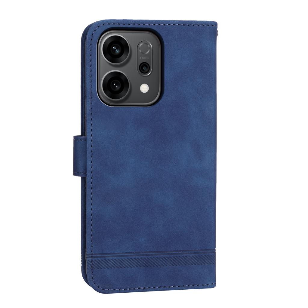 DIERFENG DF-03 Dla Oppo Reno14 F 5G Etui Wytłaczane Linie Portfel Skórzany Pokrowiec na Telefon z Paskiem na Nadgarstek