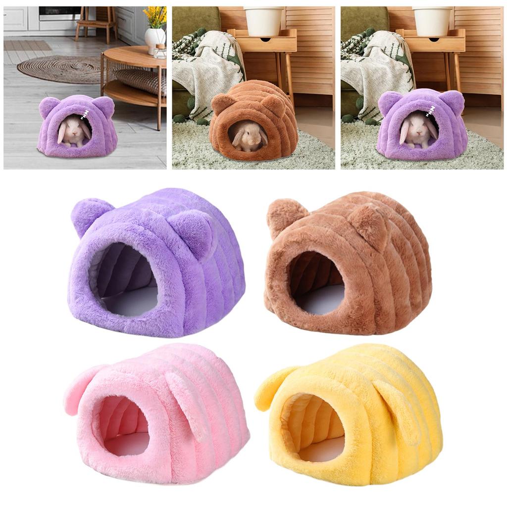 Samt Hamsterbett Halboffen Warmes Versteck Waschbares Nest für Kaninchen Igel Chinchilla Herbst Winter