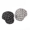 Autumn Winter Hats For Women Retro Black White Octagonal Hat Newsboy Painter Cap Beret Caps Women Vintage Korean Style New