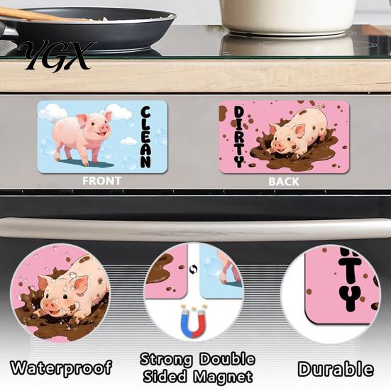 Clean Dirty Dishwasher Sign Cartoon Animal Magnet, Kitchen Magnet Magnetic Indicator, Double-sided Dish Washing Machine Decoration