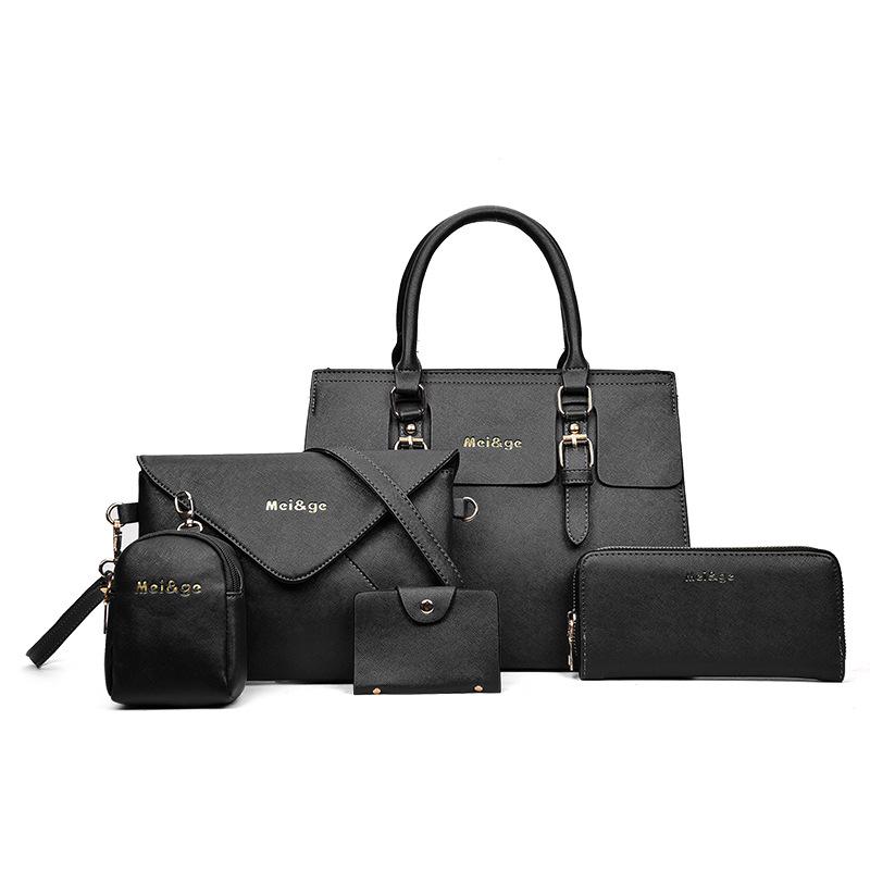 Damenmode 5-teiliges Handtaschen-Set aus PU-Leder, Umhängetasche, Umhängetasche, Geldbörsen-Set