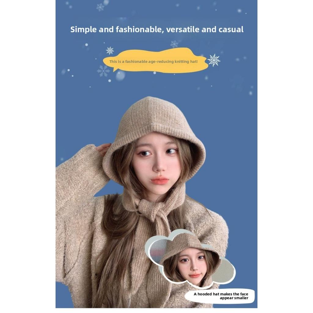 Knitted Little Red Riding Hood Warm Thickened Hat, One Piece Cold Resistant Knitted Hat, Women's Balaklaf Hat