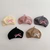 Girls Beret Embroidered Bow Baby Wool Knitted Hat Cute Children Winter Warm Baby Cap