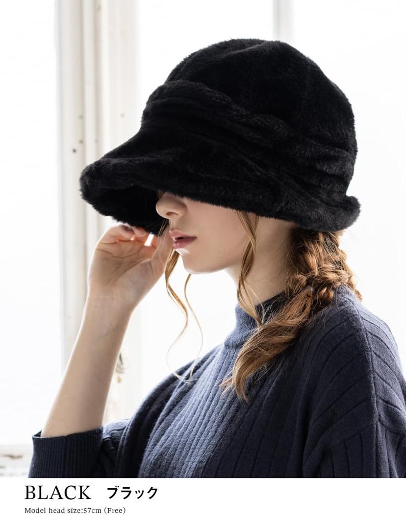 Faux Fur Amy Newsboy Cap with Large Long and Wide Light UV Adjustable Perfect for Fall and Winter Loo&c Women's 2-Way Ears, Size, Brim, 100% Blocking,