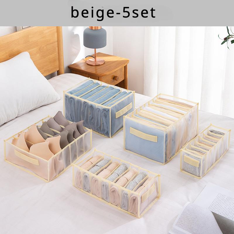 Five Sets Mesh Storage Compartment Pants Underwear Storage Organizer Closet Drawer Layers Organizer Handheld Socks Compartment Bag