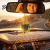 Beaded Sun Catcher Charm Faux Suncatcher Green Artificial Handmade Terracotta Plants Car Crystal Hanging Plant with Beads for Rearview