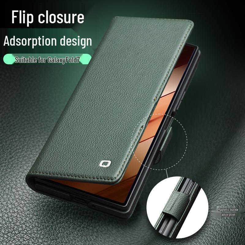 Étui à rabat magnétique en cuir véritable Chali pour Samsung Galaxy Z Fold7