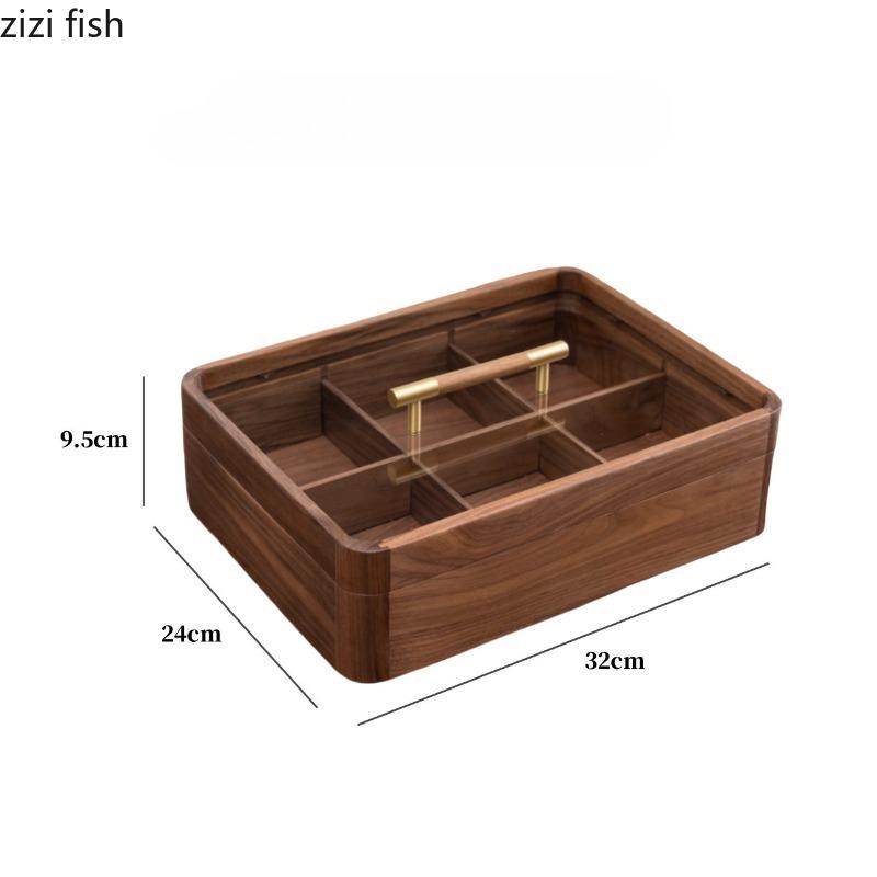 Solid Wood Dried Fruit Box with Lid Square Storage Box Multi Grid Snack Box Snack Platter Refreshments Plate Storage Bin