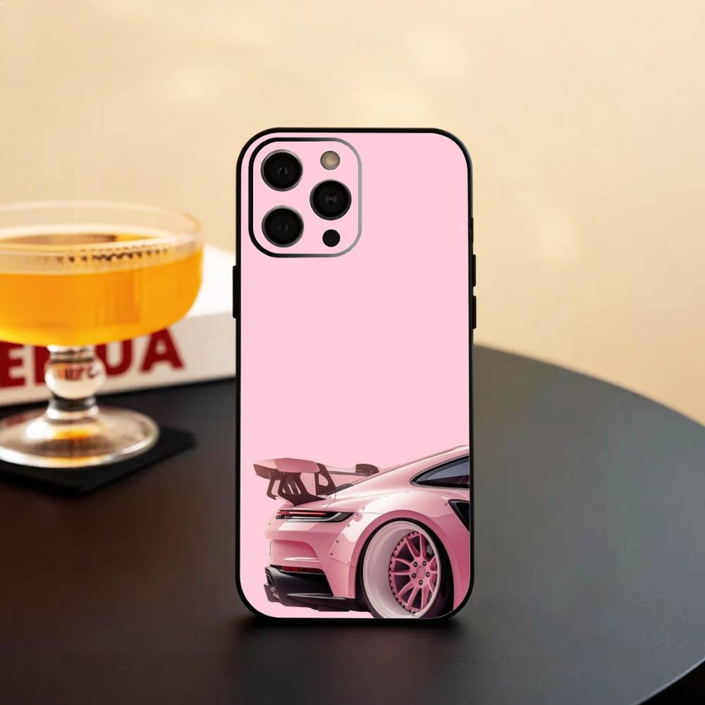 Pink S-Sports C-Car Rear Pattern   Phone Case Silicone Soft For IPhone 17 16 15 14 13 12 11 X XR Plus Pro Max Plus