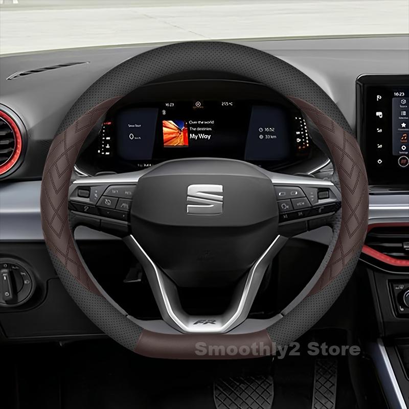 

Leather Car Steering Wheel Cover For Seat Arona 2024 2018-2023 Covers For Covers Auto interior Seat leon Accessories 2020