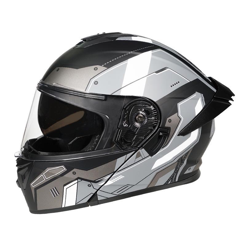 3C Certified Flip-up Dual Visor Full Face Helmet for Men and Women - All Seasons