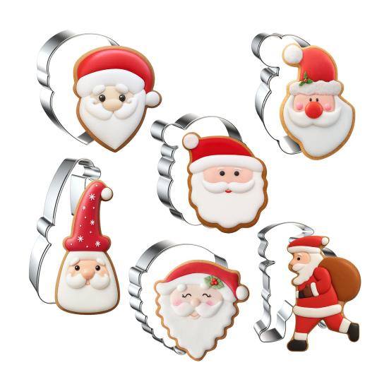 Yousheng Santa Claus Cookie Cutters Stainless Steel Baking Mold for DIY Christmas Cookies Cakes Non-Stick Holiday Baking Tool