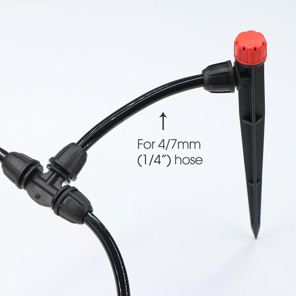 Drip Irrigation Emitters Adjustable with Stake for 1/4" Drip Irrigation Tubing Irrigation Drippers for Garden Watering System