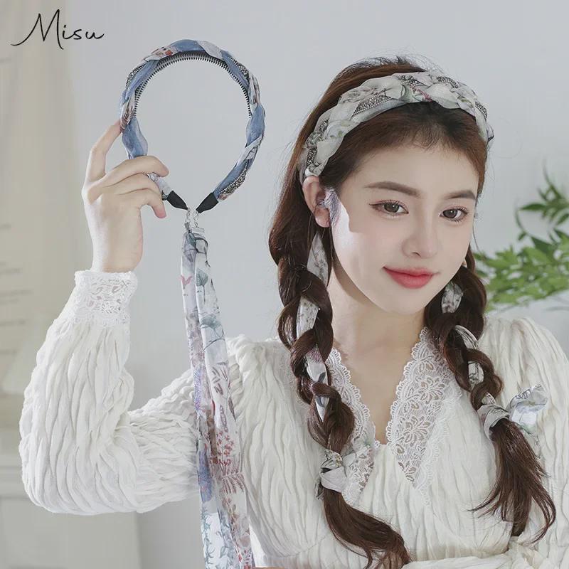 2024 Retro Braided Ribbon Scarf Hairband for Women