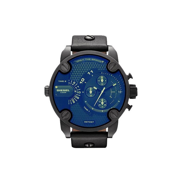 DIESEL Chameleon Watch Quartz Movement Leather Strap Blue Dial Fashion Trendy Large Dial Men watches DZ7257 Black