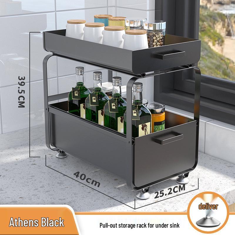 Выдвижной двухуровневый ящик для хранения из углеродистой стали под раковину для кухонных шкафов 6400₽