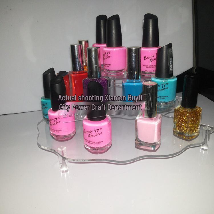 Acrylic Three-Tier Fan-Shaped Transparent Display Stand for Nail Polish, Pop Mart, Gashapon, and Cosmetics