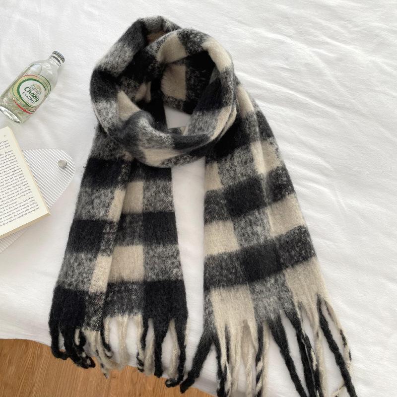 Plaid Scarf Imitation Cashmere Women s Korean Version Thickened and Warm New Trendy Scarf Shawl 260*40cm