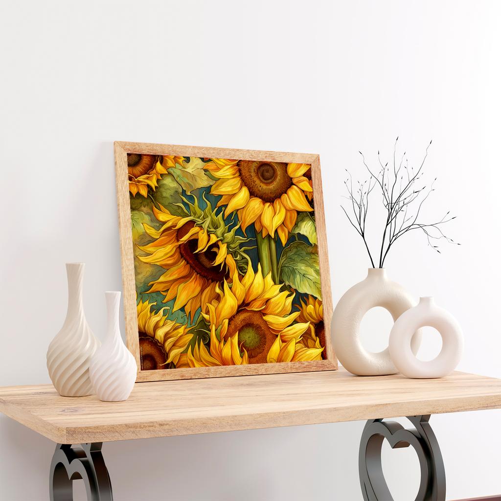 Sunflower Flowers Diamond DIY Paintings DIY Sticky Tools Wall Decorative Painting for Living Room Bedroom Study