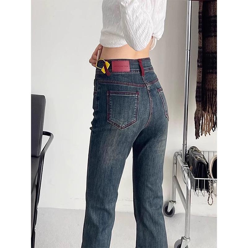 Women's 2025 High Waist Stretch Flare Jeans: Slim Fit, Straight Leg, Pear-Shaped, Slimming, Spring/Autumn.