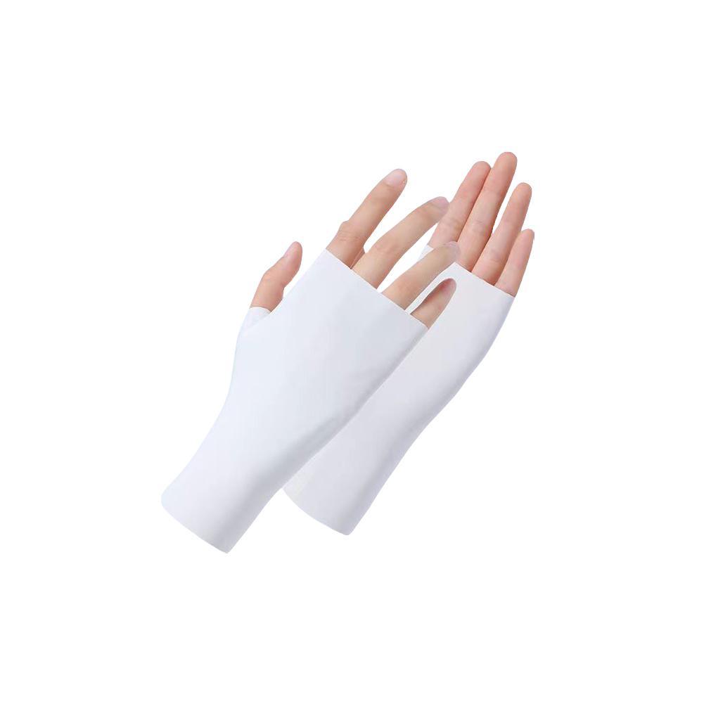 Women Fingerless Sunscreen Gloves Thin Cool Ice Silk Silky Sun Block Driving Gloves For Women Men Driving Summer UV Protection