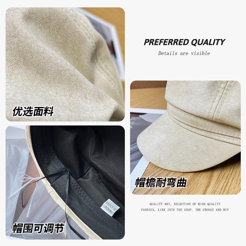 Beret octagonal hat children spring and autumn casual retro painter Beret face small cloud newsboy hat
