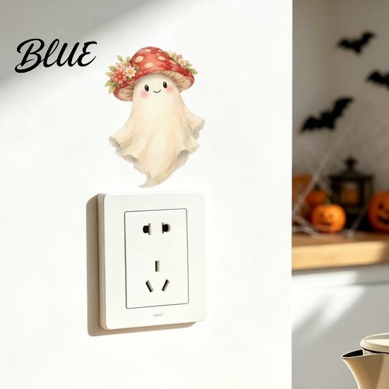 Removable Vinyl Outlet Stickers Cute Ghost Halloween Switch Plate Stickers Self-Adhesive Cover Decorative Covers for Home Decals Pumpkin Bat Floral